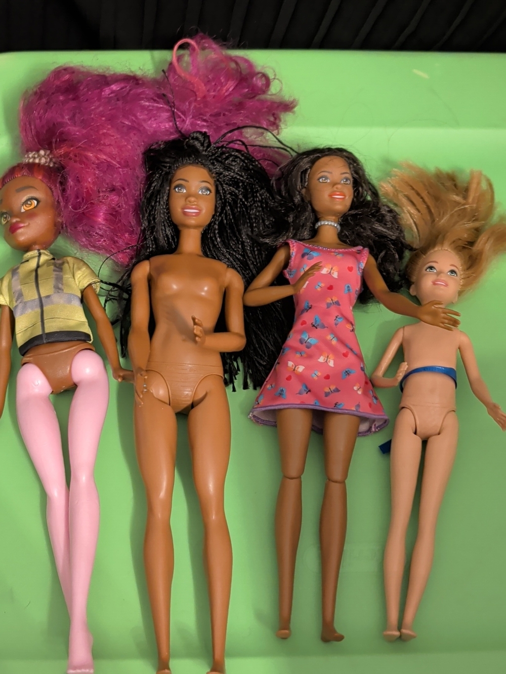 Barbie Dolls Lot - Pink Hair, Black Hair, Brown Skin Tones, Blonde